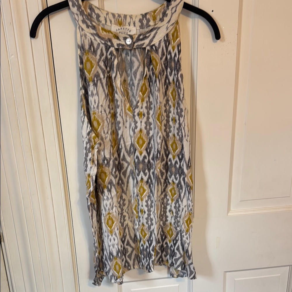 Janette Plus Women's Geometric Blouse in Gray and Yellow